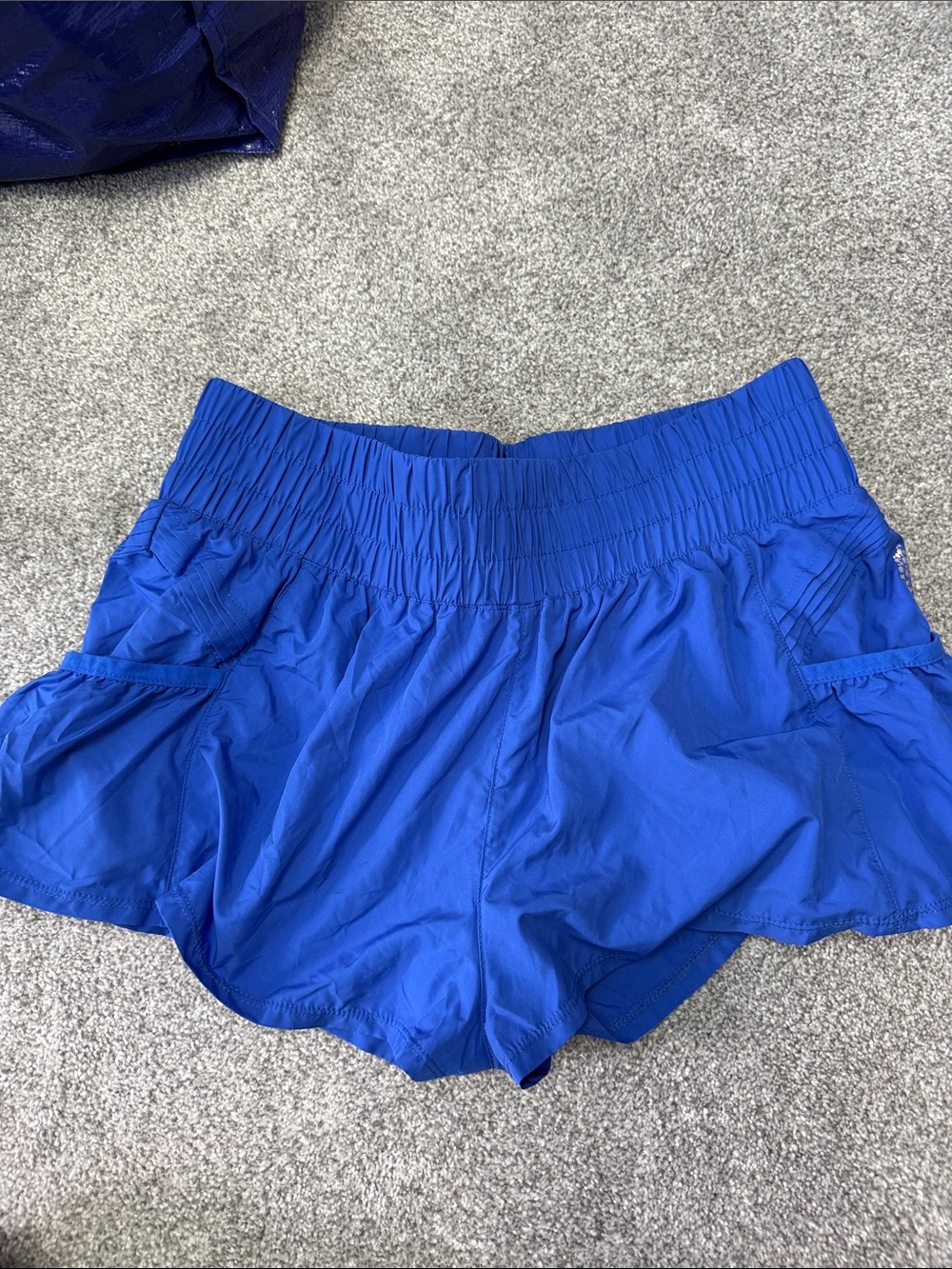 FP Movement by Free People Electric Blue Smocked-Waist Athletic Shorts
